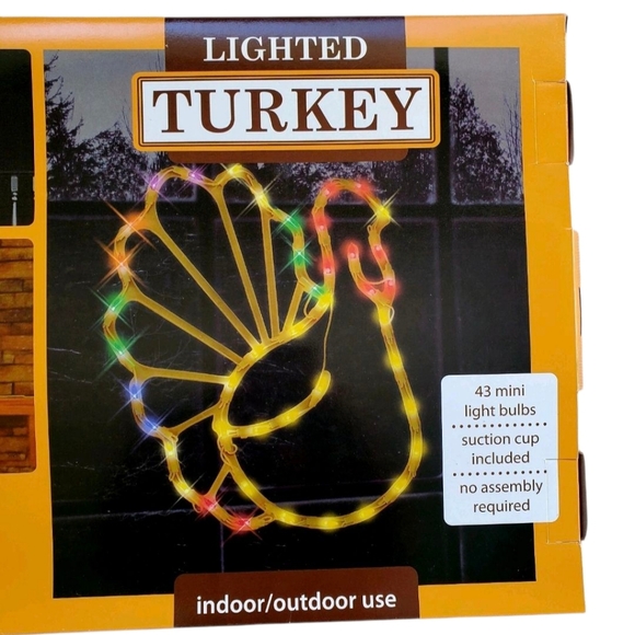Thanksgiving Lighted Turkey Silhouette Window - Picture 4 of 13